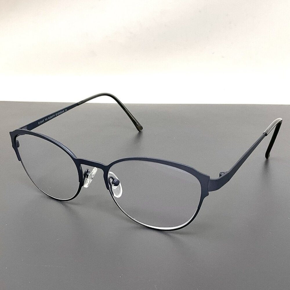 Eight to Eighty Eyeglasses Frames FANNY PEARL GRAY Blue Round Cat Eye 49-17-135